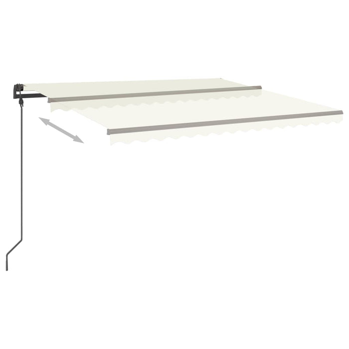 Copertină retractabilă manual, cu LED, crem, 4,5x3,5 m