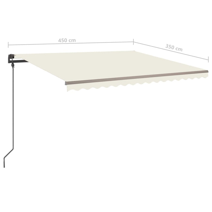 Copertină retractabilă manual, cu LED, crem, 4,5x3,5 m