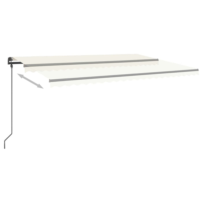 Copertină retractabilă manual, cu stâlpi, crem, 5x3,5 m