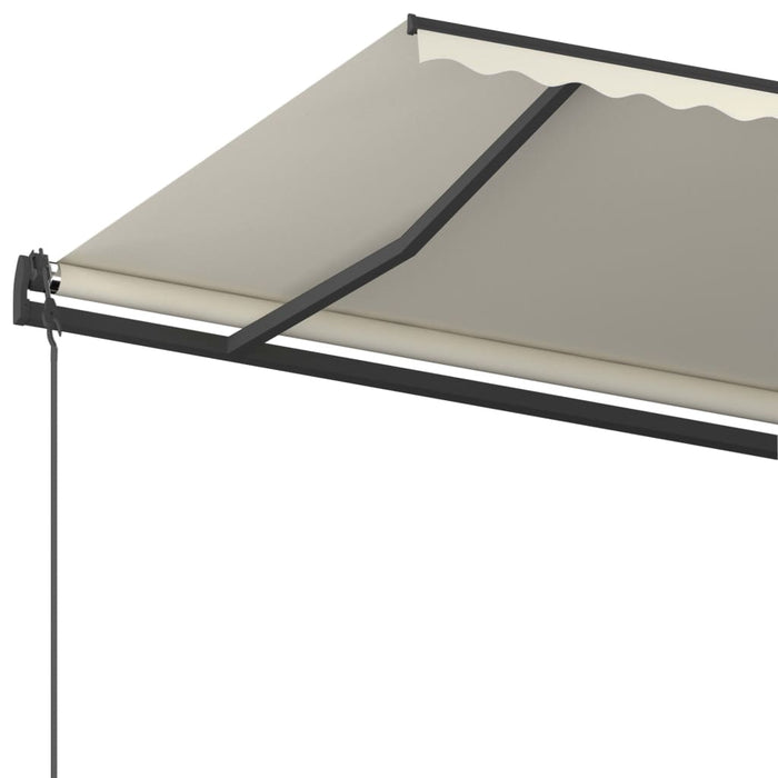 Copertină retractabilă manual, cu stâlpi, crem, 5x3,5 m