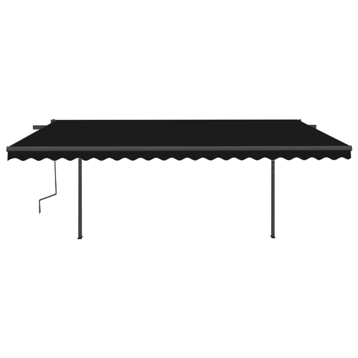 Copertină retractabilă manual, cu stâlpi, antracit, 5x3,5 m