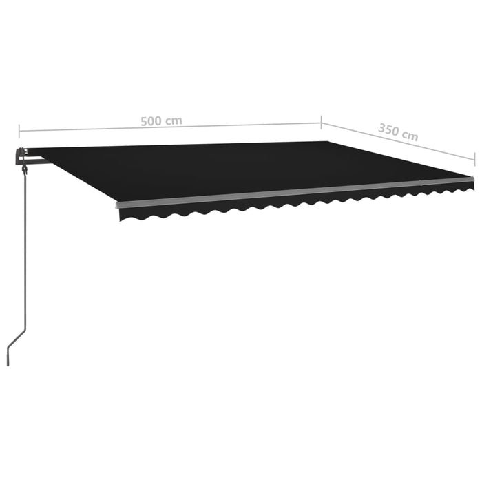 Copertină retractabilă manual, cu stâlpi, antracit, 5x3,5 m