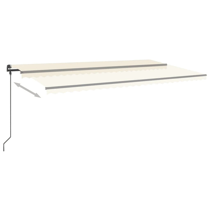 Copertină retractabilă manual cu LED, crem, 6x3,5 m