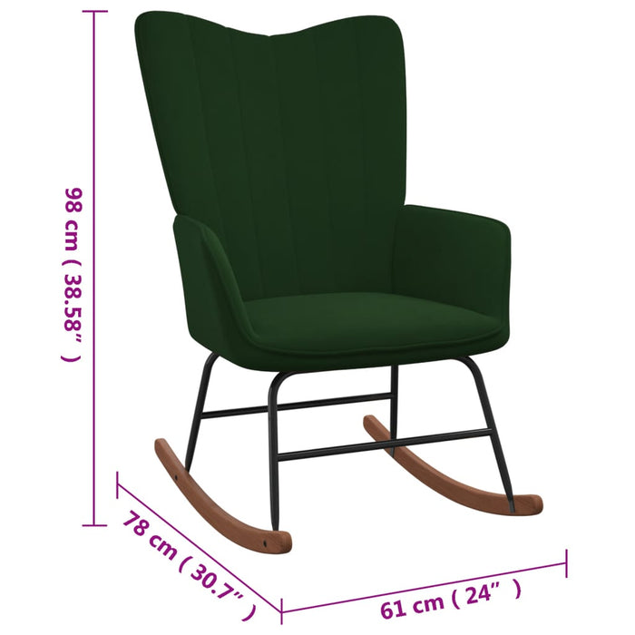 Scaun balansoar cu taburet, verde închis, catifea