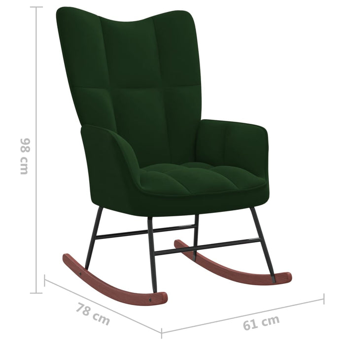 Scaun balansoar cu taburet, verde închis, catifea