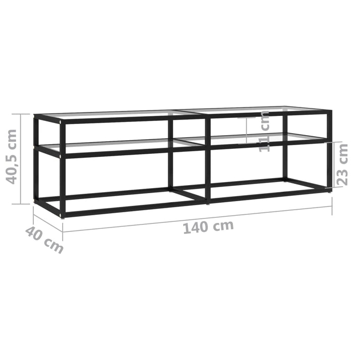 Comodă TV, transparent, 140x40x40,5 cm, sticlă securizată