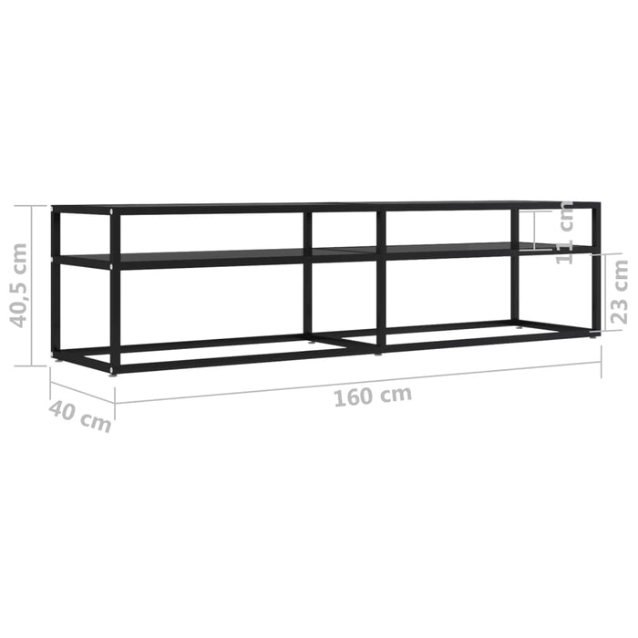 Comodă TV, negru, 160x40x40,5 cm, sticlă securizată