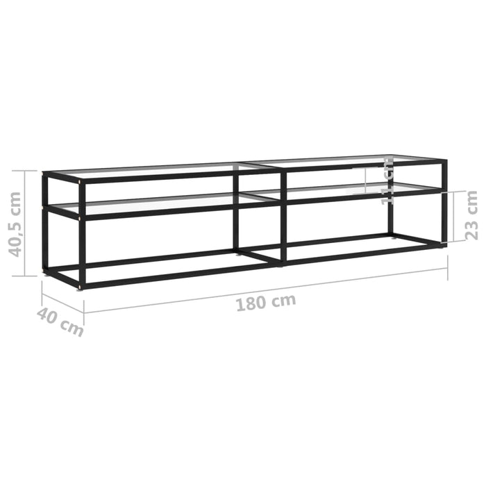 Comodă TV, transparent, 180x40x40,5 cm, sticlă securizată