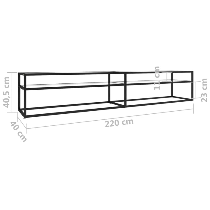 Comodă TV, transparent, 220x40x40,5 cm, sticlă securizată