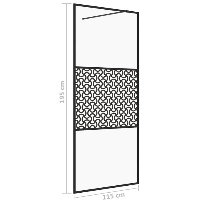 Paravan de duș walk-in negru 115x195 cm sticlă ESG transparentă