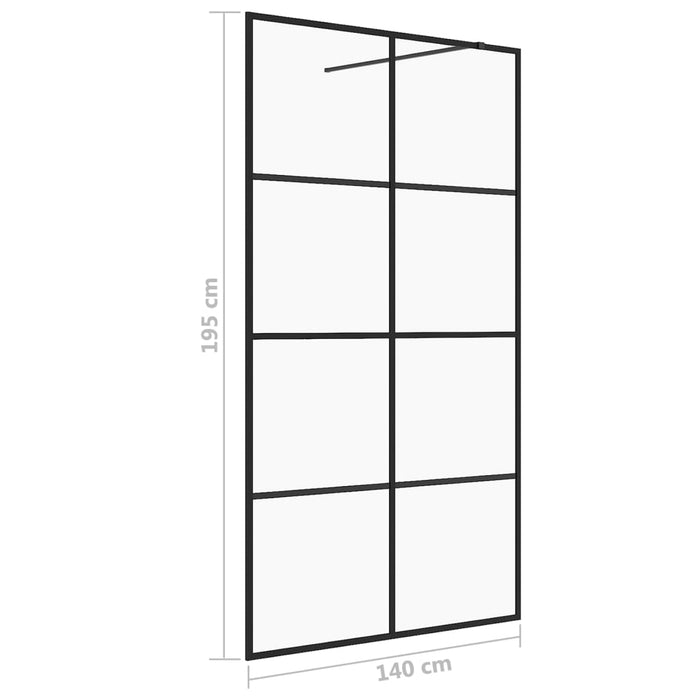 Paravan de duș walk-in negru 140x95 cm sticlă ESG transparentă