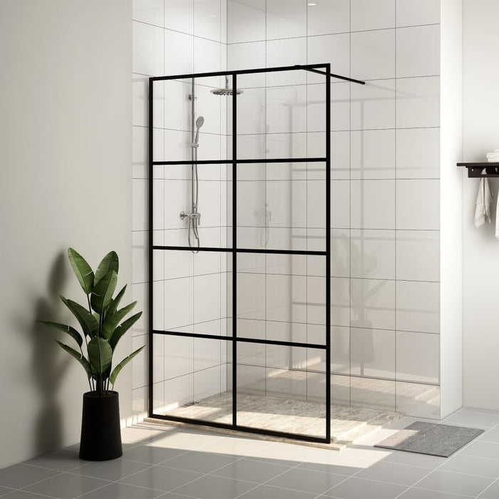 Paravan de duș walk-in negru 140x95 cm sticlă ESG transparentă