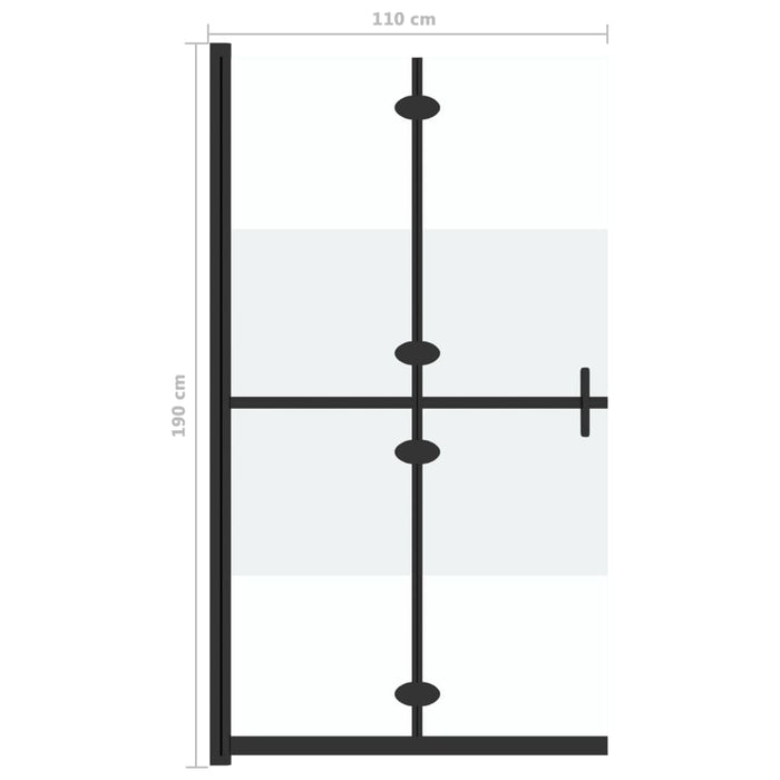 Perete duș walk-in pliabil 110x190 cm sticlă ESG jumătate mată