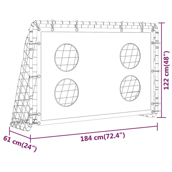 Poartă de fotbal cu plasă de antrenament, 184x61x122 cm, oțel