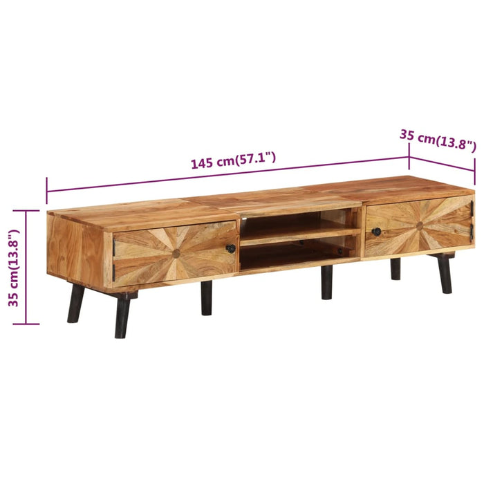 Comodă TV, 145x35x35 cm, lemn masiv de acacia