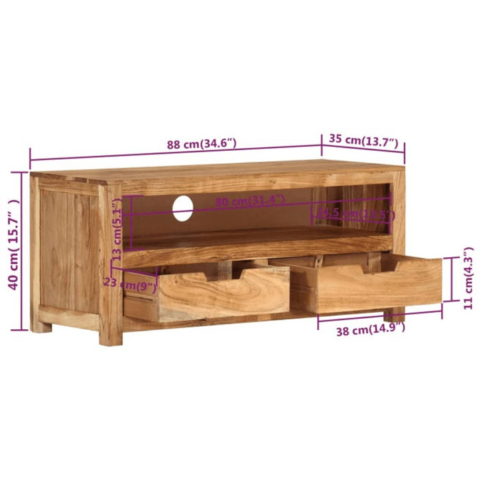 Comodă TV, 88x35x40 cm, lemn masiv de acacia