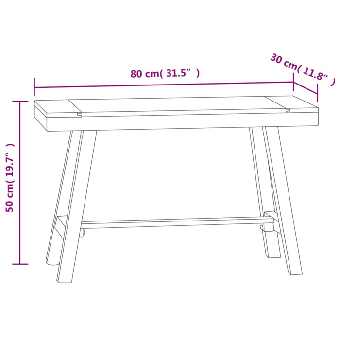 Bancă, 80 cm, lemn masiv de tec