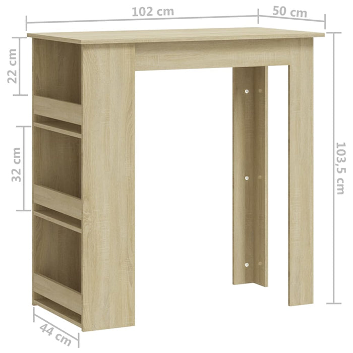 Masă de bar cu raft depozitare stejar sonoma 102x50x103,5cm PAL