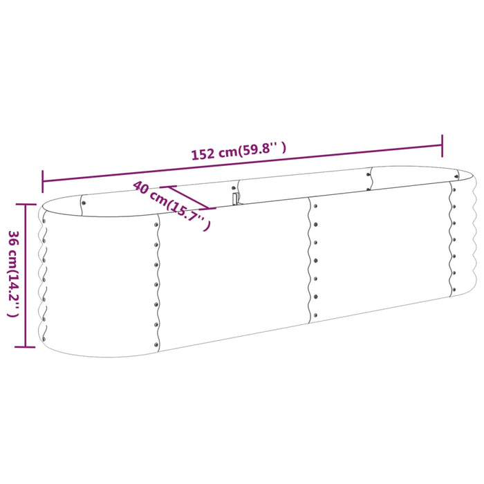 Strat înălțat grădină gri 152x40x36cm oțel vopsit electrostatic