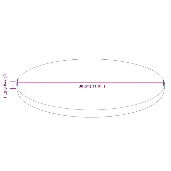 Blat de masă rotund maro deschis Ø30x1,5cm lemn stejar tratat