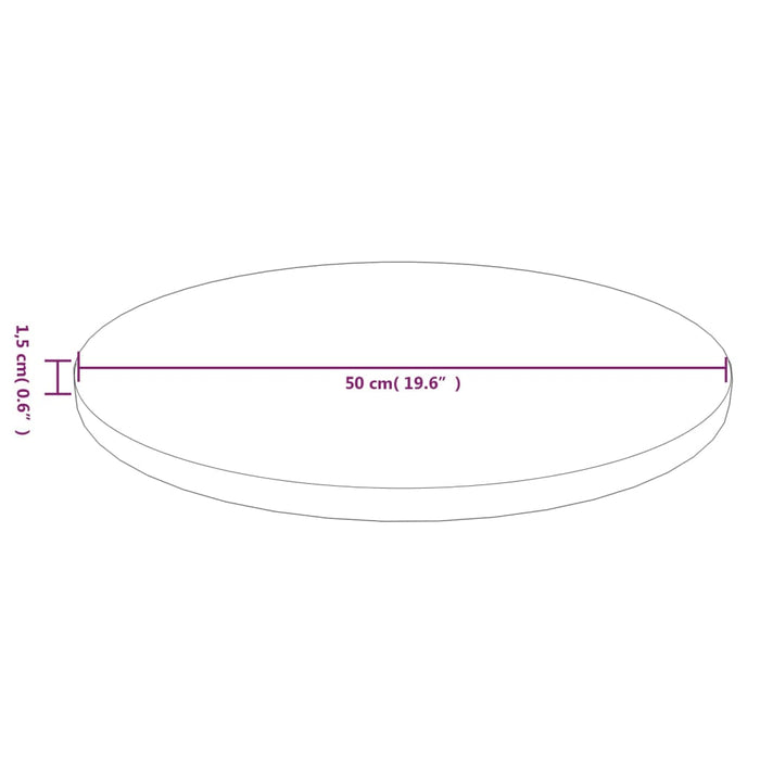 Blat de masă rotund maro deschis Ø50x1,5 cm lemn stejar tratat