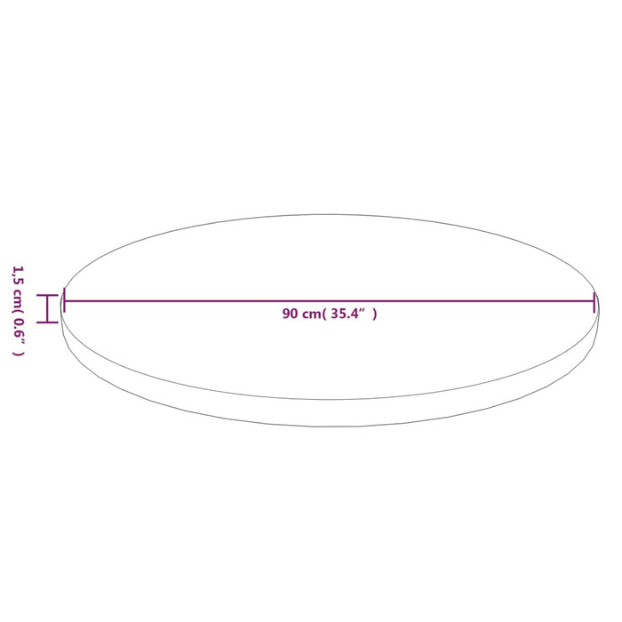 Blat de masă rotund maro deschis Ø90x1,5 cm lemn stejar tratat