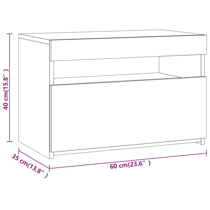 Comodă TV cu lumini LED, gri sonoma, 60x35x40 cm