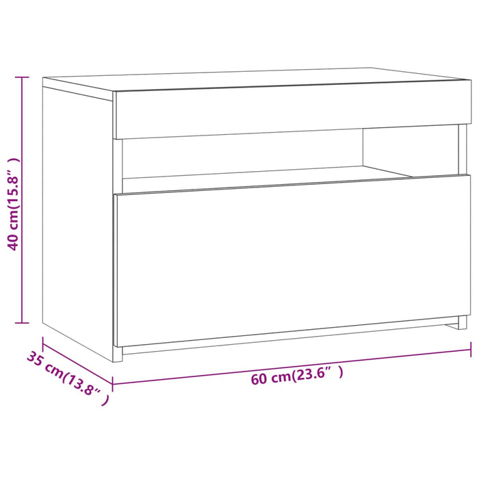 Comode TV cu lumini LED, 2 buc., gri sonoma, 60x35x40 cm