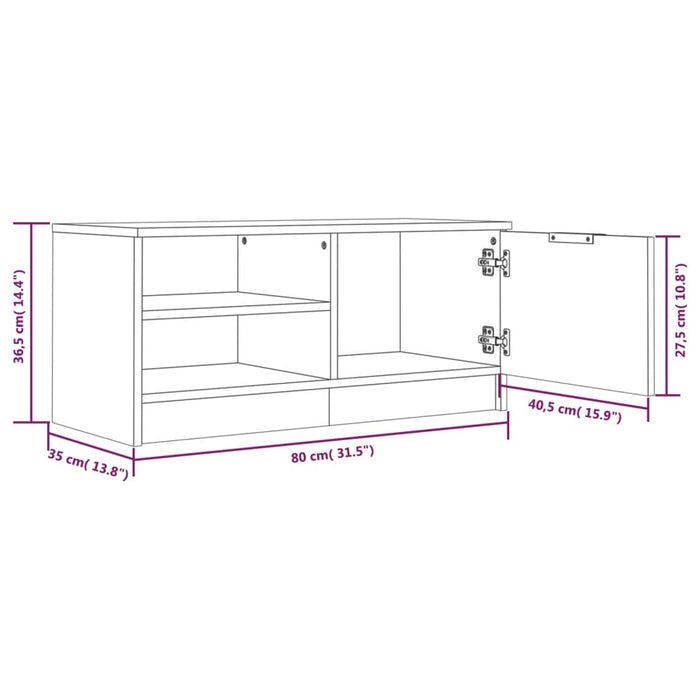 Comodă TV, 2 buc., alb, 80x35x36,5 cm, lemn prelucrat