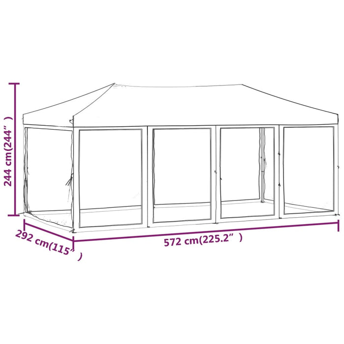 Cort pliabil pentru petreceri cu pereți laterali, negru, 3x6 m