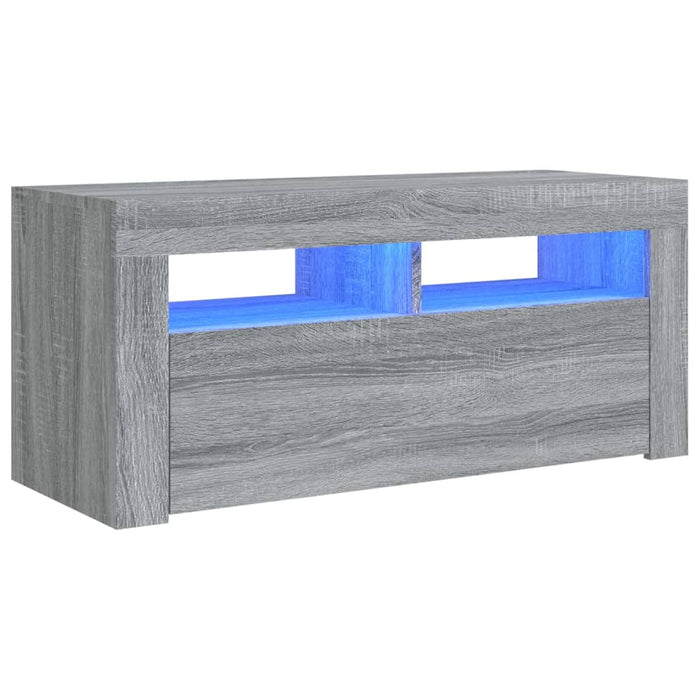 Comodă TV cu lumini LED, gri sonoma, 90x35x40 cm