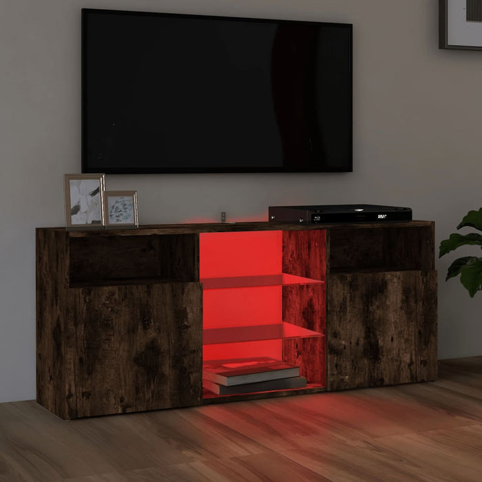 Comodă TV cu lumini LED, stejar fumuriu, 120x30x50 cm