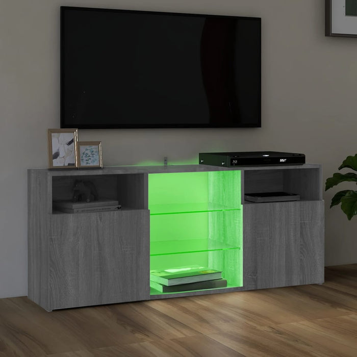 Comodă TV cu lumini LED, gri sonoma, 120x30x50 cm