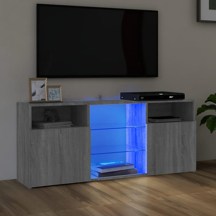 Comodă TV cu lumini LED, gri sonoma, 120x30x50 cm