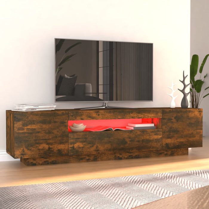 Comodă TV cu lumini LED, stejar fumuriu, 160x35x40 cm