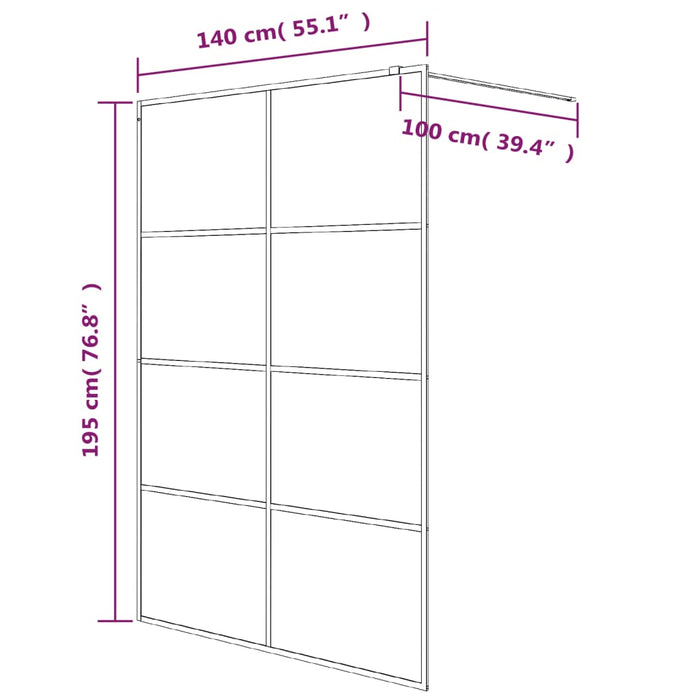 Paravan duș walk-in, alb, 140x195 cm, sticlă ESG transparentă