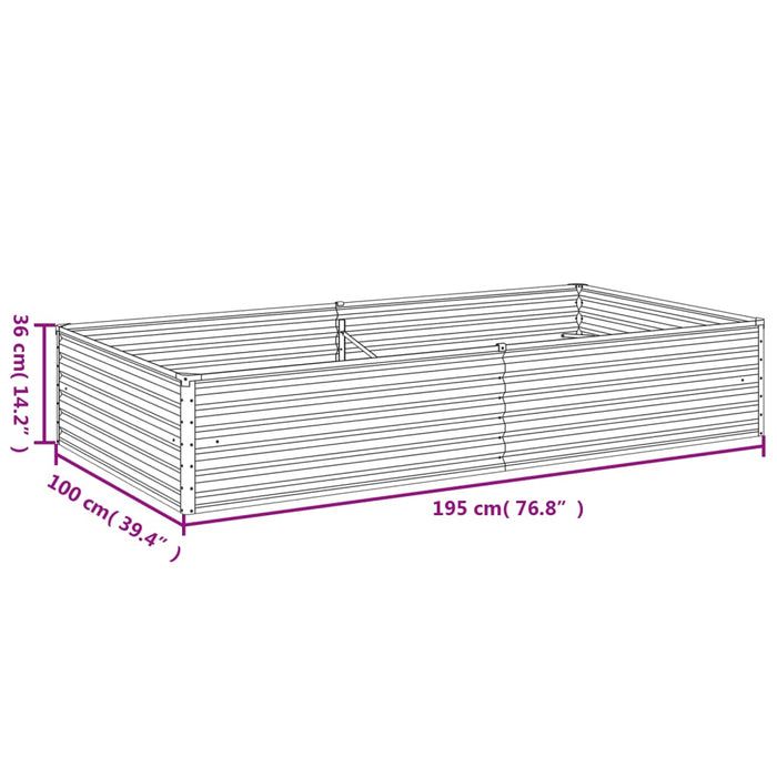 Strat înălțat de grădină, 195x100x36 cm, oțel corten