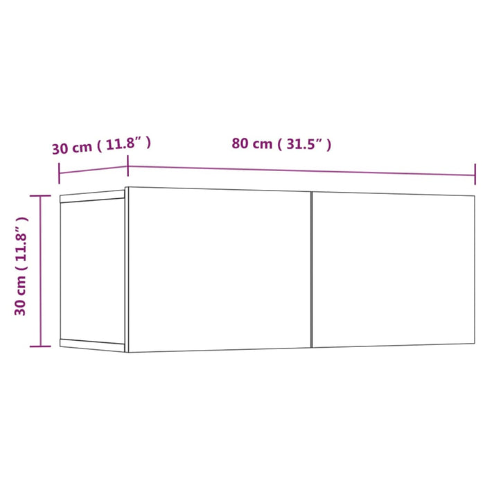 Comode TV, 2 buc., negru, 80x30x30 cm, lemn compozit