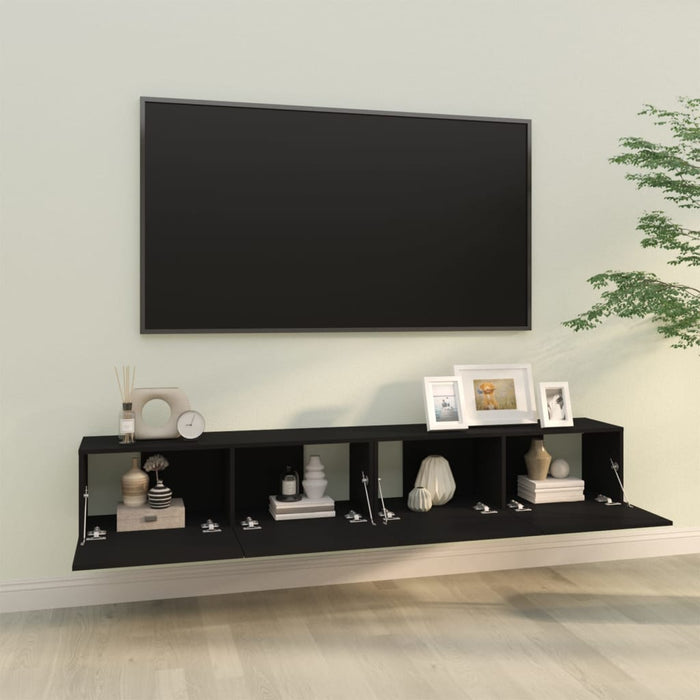 Dulapuri TV de perete 2 buc. negru 100x30x30 cm lemn compozit