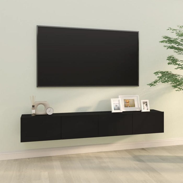 Dulapuri TV de perete 2 buc. negru 100x30x30 cm lemn compozit