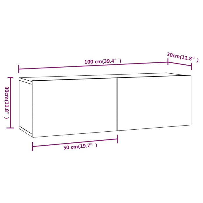 Comode TV, 2 buc., stejar fumuriu, 100x30x30 cm, lemn prelucrat