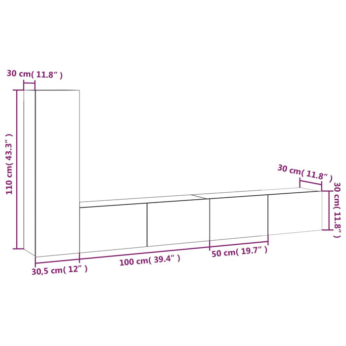 Set dulap TV, 3 piese, stejar sonoma, lemn prelucrat