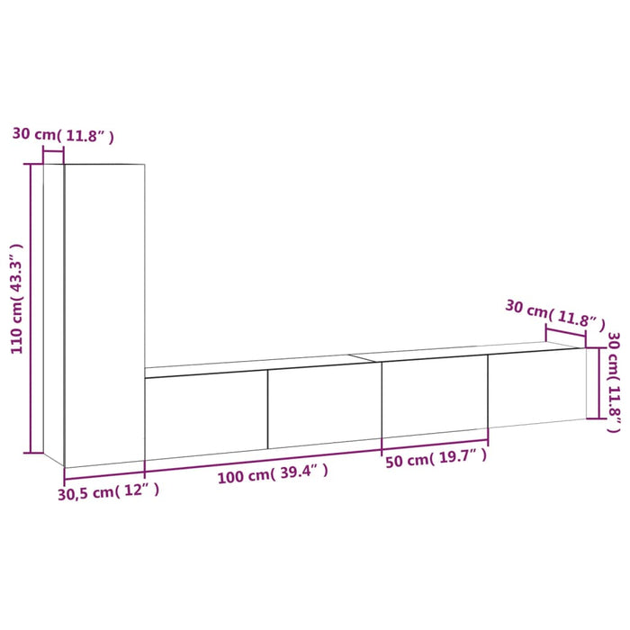 Set dulapuri TV, 3 piese, gri beton, lemn prelucrat