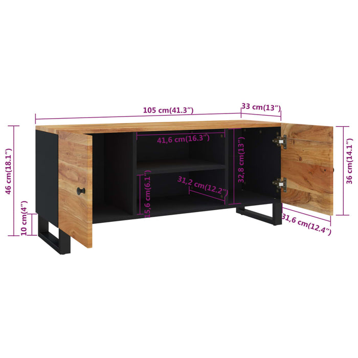 Comodă TV, 105x33x46 cm, lemn masiv de acacia