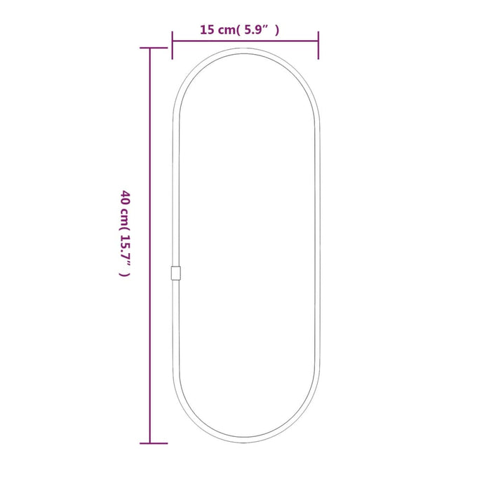 Oglindă de perete, argintiu, 40x15 cm, ovală