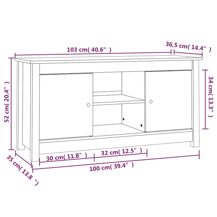 Comodă TV, 103x36,5x52 cm, lemn masiv de pin