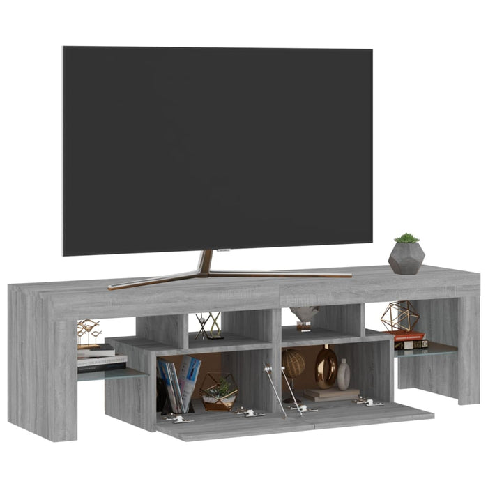 Comodă TV cu lumini LED, gri sonoma, 140x36,5x40 cm