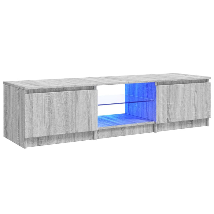 Comodă TV cu lumini LED, gri sonoma, 140x40x35,5 cm