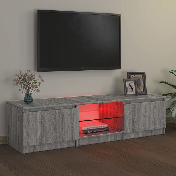 Comodă TV cu lumini LED, gri sonoma, 140x40x35,5 cm