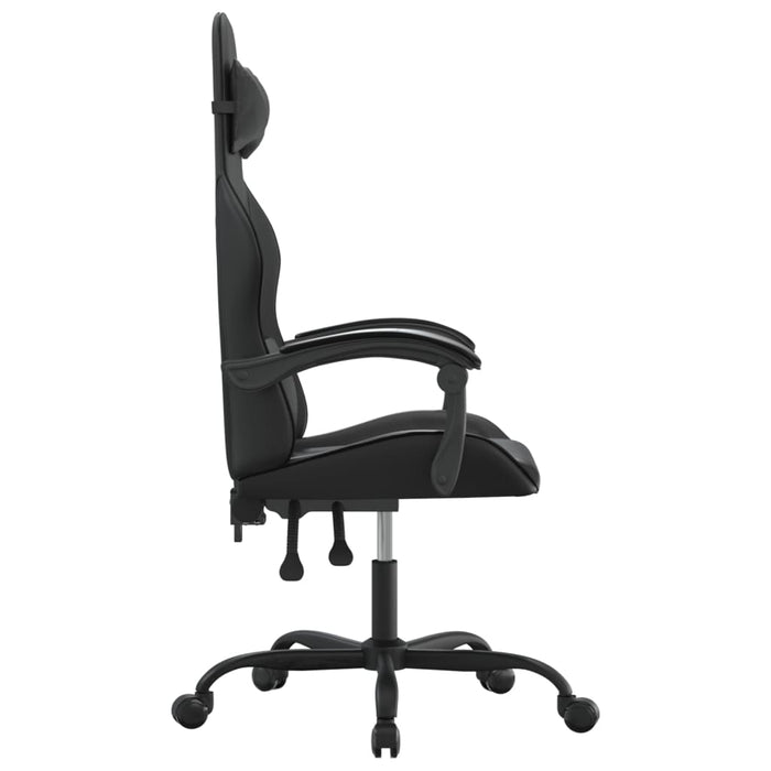 Scaun de gaming pivotant, negru, piele ecologică